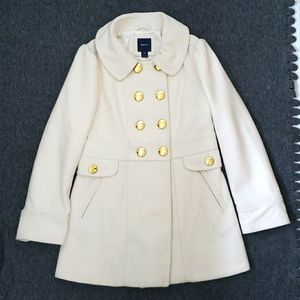 Gap Kids Girls Cream/Winter White Pea Coat with Gold Buttons Size L (10)